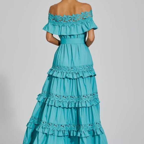 Soraya Blue Ruffle Off Shoulder Dress - Picture 2 of 2